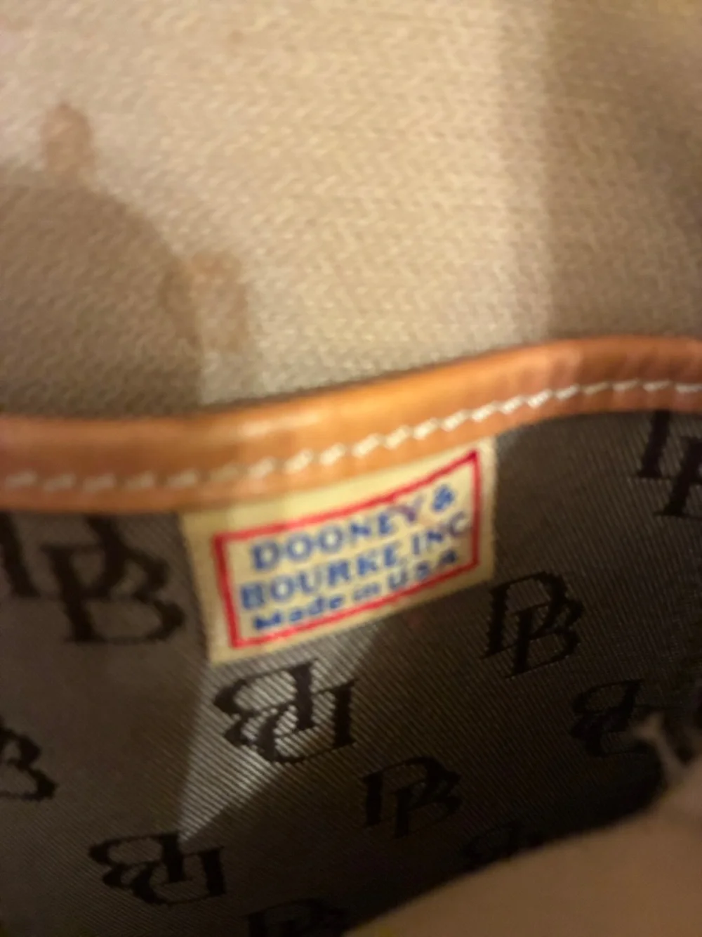 Dooney &‎ Bourke Brown Monogram Canvas Messenger with Tan Trim